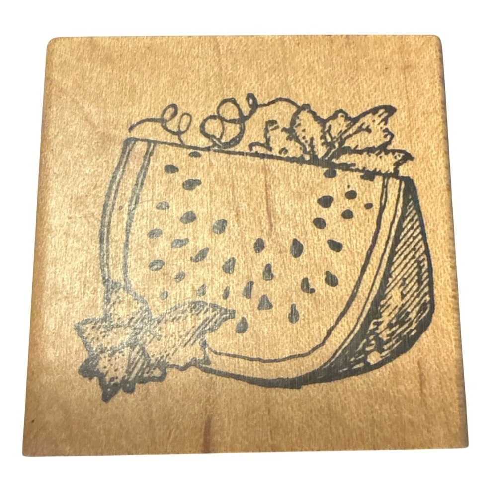Delafield D315 Watermelon Slice Wood Mounted Rubber Stamp Vintage‎